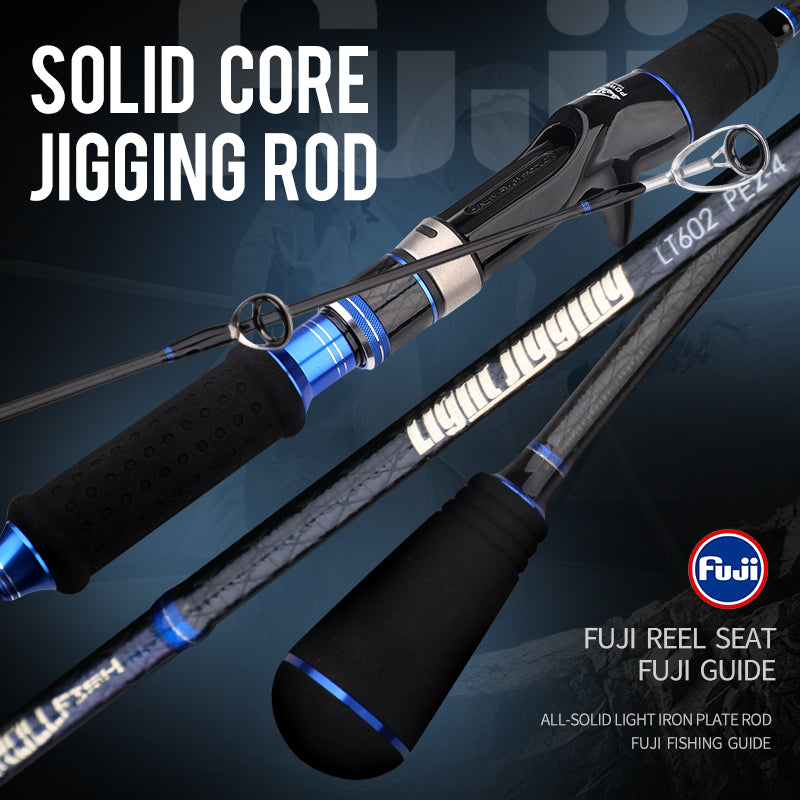 ROLLFISH Premium 2-Section Carbon Fiber Fast Jigging Rod Saltwater Deep Sea Tuna Bass Fishing Fuji Guides&Fuji Reel Seat