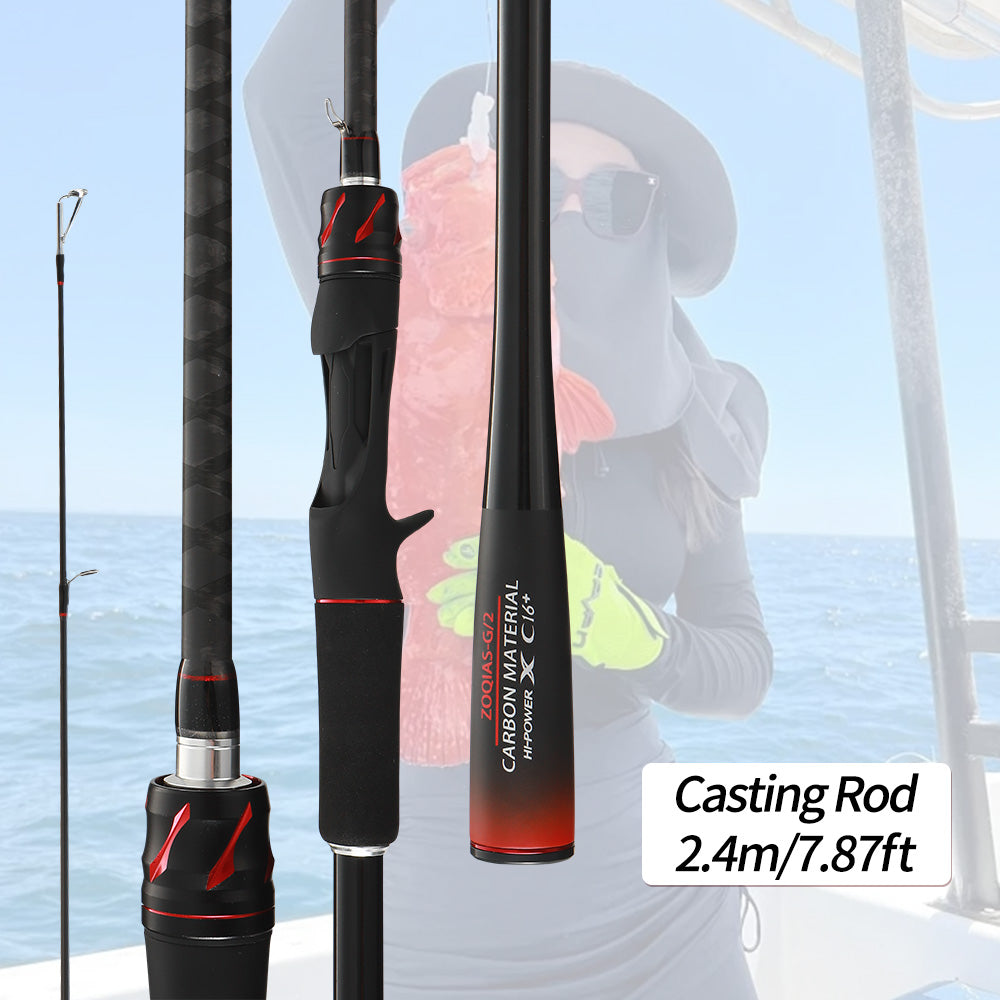ROLLFISH Carbon Fiber M Power Fishing Rod - Versatile All-Water Lure Rod for Fresh & Saltwater