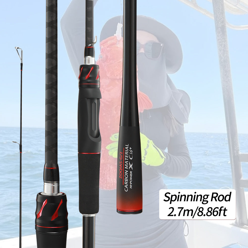 ROLLFISH Carbon Fiber M Power Fishing Rod - Versatile All-Water Lure Rod for Fresh & Saltwater
