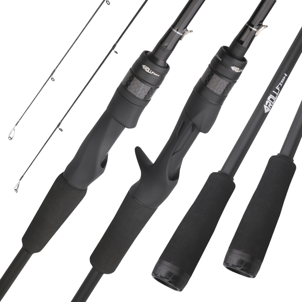 ROLLFISH M Power Carbon Fiber Lure Fishing Rod - Fast Action, Smooth Guides, Lightweight & Sensitive for Bass Fishing