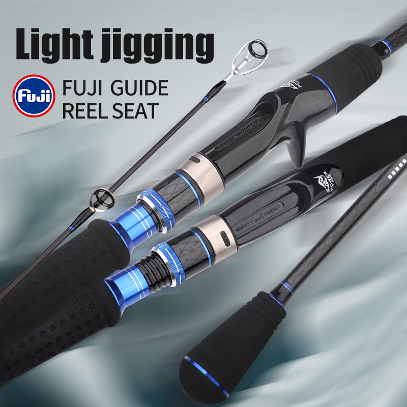 ROLLFISH Premium 2-Section Carbon Fiber Fast Jigging Rod Saltwater Deep Sea Tuna Bass Fishing Fuji Guides&Fuji Reel Seat