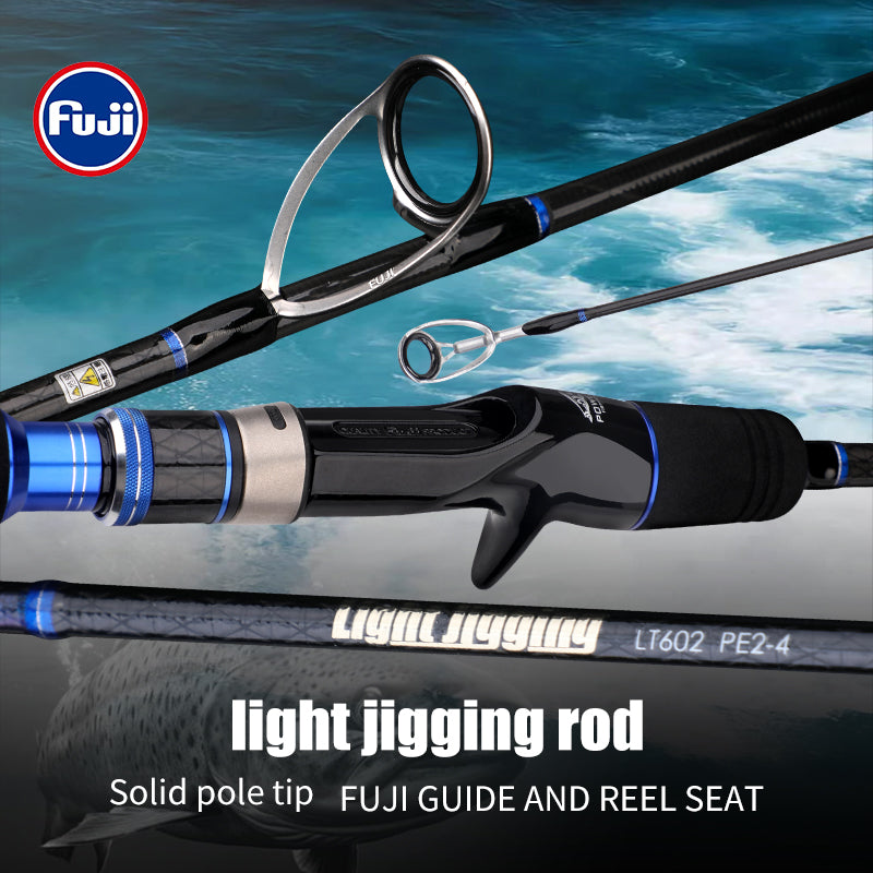 ROLLFISH Premium 2-Section Carbon Fiber Fast Jigging Rod Saltwater Deep Sea Tuna Bass Fishing Fuji Guides&Fuji Reel Seat