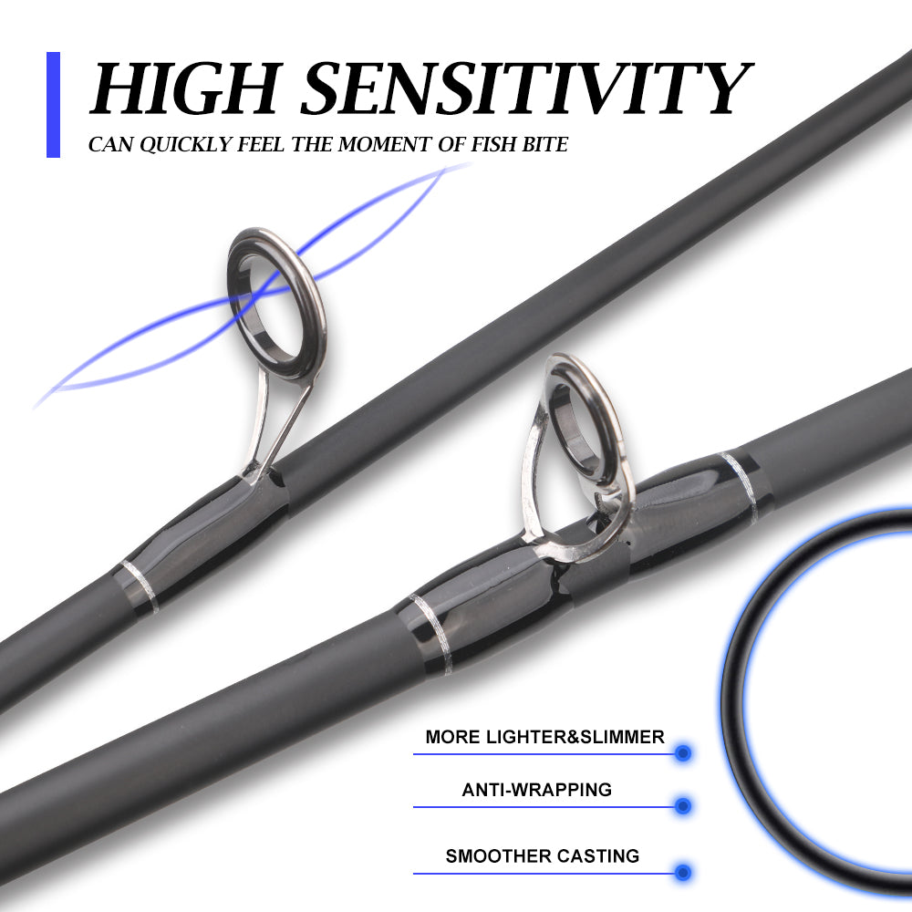 ROLLFISH M Power Carbon Fiber Lure Fishing Rod - Fast Action, Smooth Guides, Lightweight & Sensitive for Bass Fishing