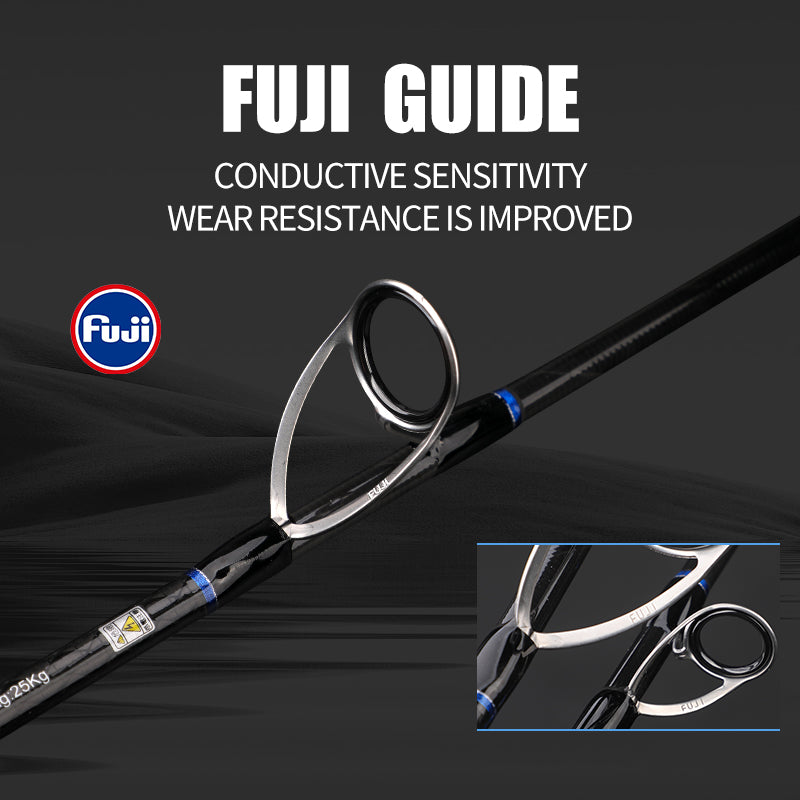 ROLLFISH Premium 2-Section Carbon Fiber Fast Jigging Rod Saltwater Deep Sea Tuna Bass Fishing Fuji Guides&Fuji Reel Seat