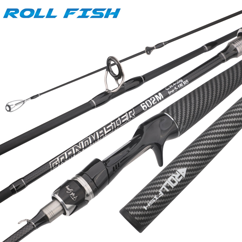 Roll Fish Best-Selling Lightweight Carbon Fiber Lure Rod Spinning/Casting Fishing Rod Suitable for Freshwater/Saltwater Bass Fishing, Fast Action Medium Power