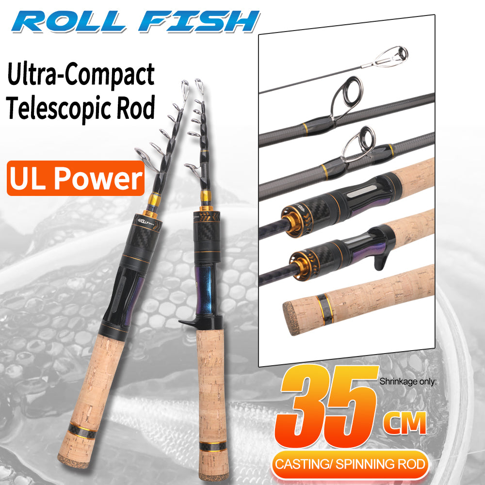 ROLLFISH Ultra-Light Telescopic Fishing Rod UL Travel Trout Fishing Rod, Compact & Portable Design