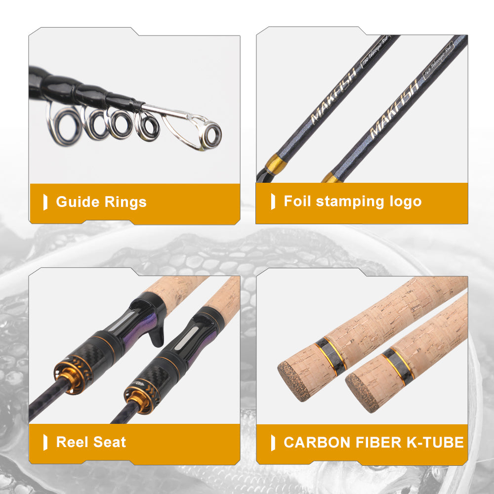 ROLLFISH Ultra-Light Telescopic Fishing Rod UL Travel Trout Fishing Rod, Compact & Portable Design